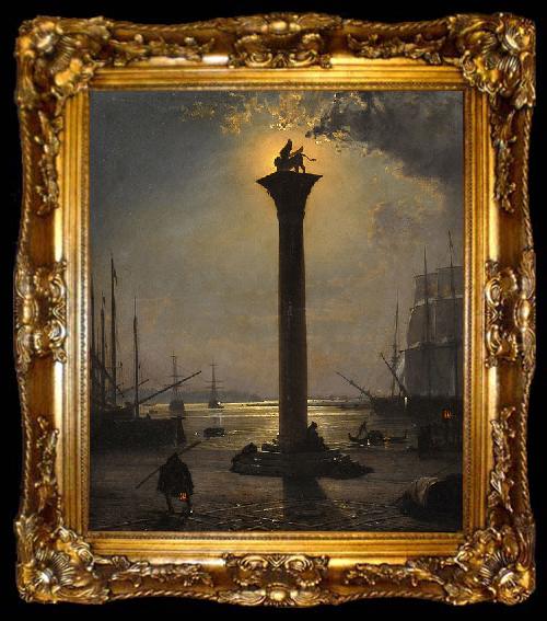 framed  Friedrich Nerly Piazetta San Marco im Mondschein, ta009-2